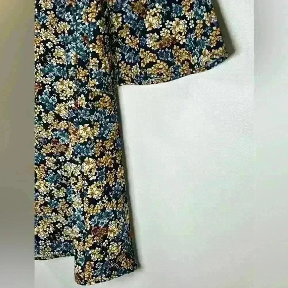 Zara | Basic Collection Floral Bell Sleeve Mini Trapeze Tunic Dress Size Small - Picture 6 of 11
